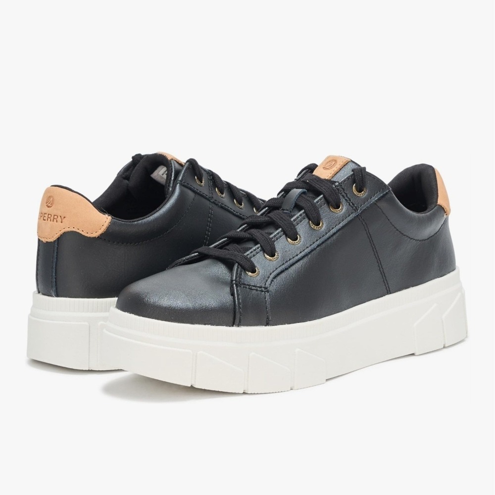 NEW Sperry Women's Winslow Lace to Toe Leather Sneaker Size US 7M Black #848 - Picture 3 of 12